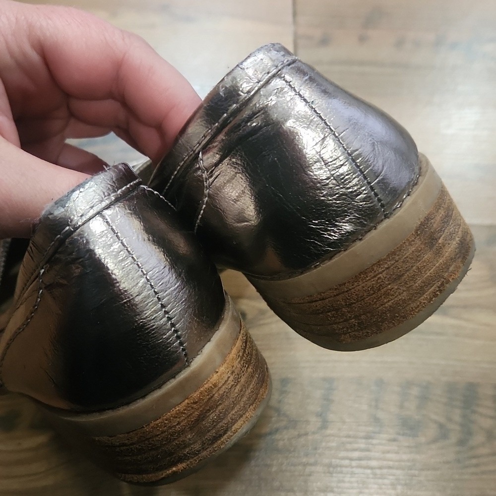 Shiny Silver Dopamine Old Money Preppy Rich Mom Polished Penny Loafer Size 8.5 - Picture 6 of 7